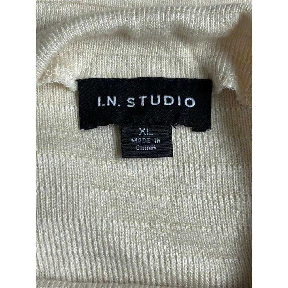 I.N. Studio Womens XL Cream Ribbed Mock Neck Diagonal Seam Tunic Top 0437L01 - Picture 4 of 8